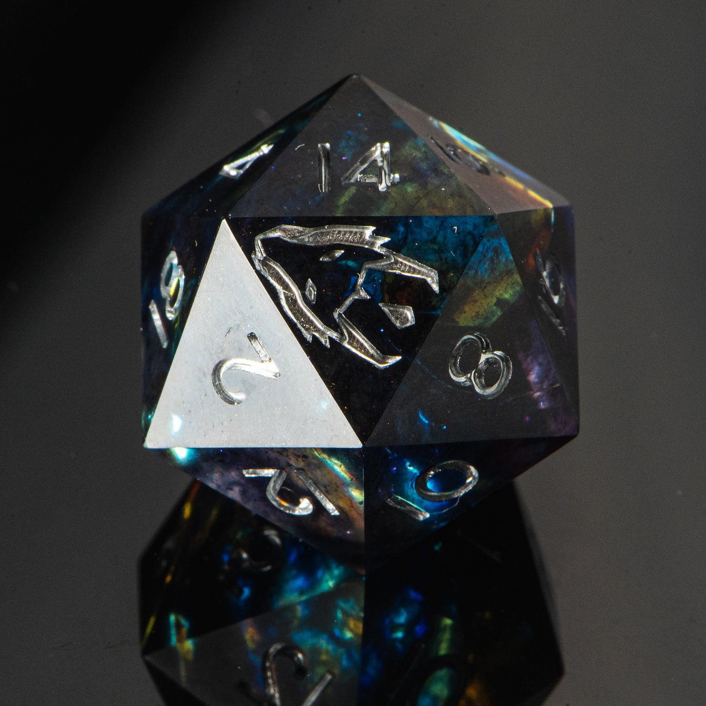 Velvet Fire (matte d20) /Signature Concept: Artistic Design Service & Handmade DnD Dice