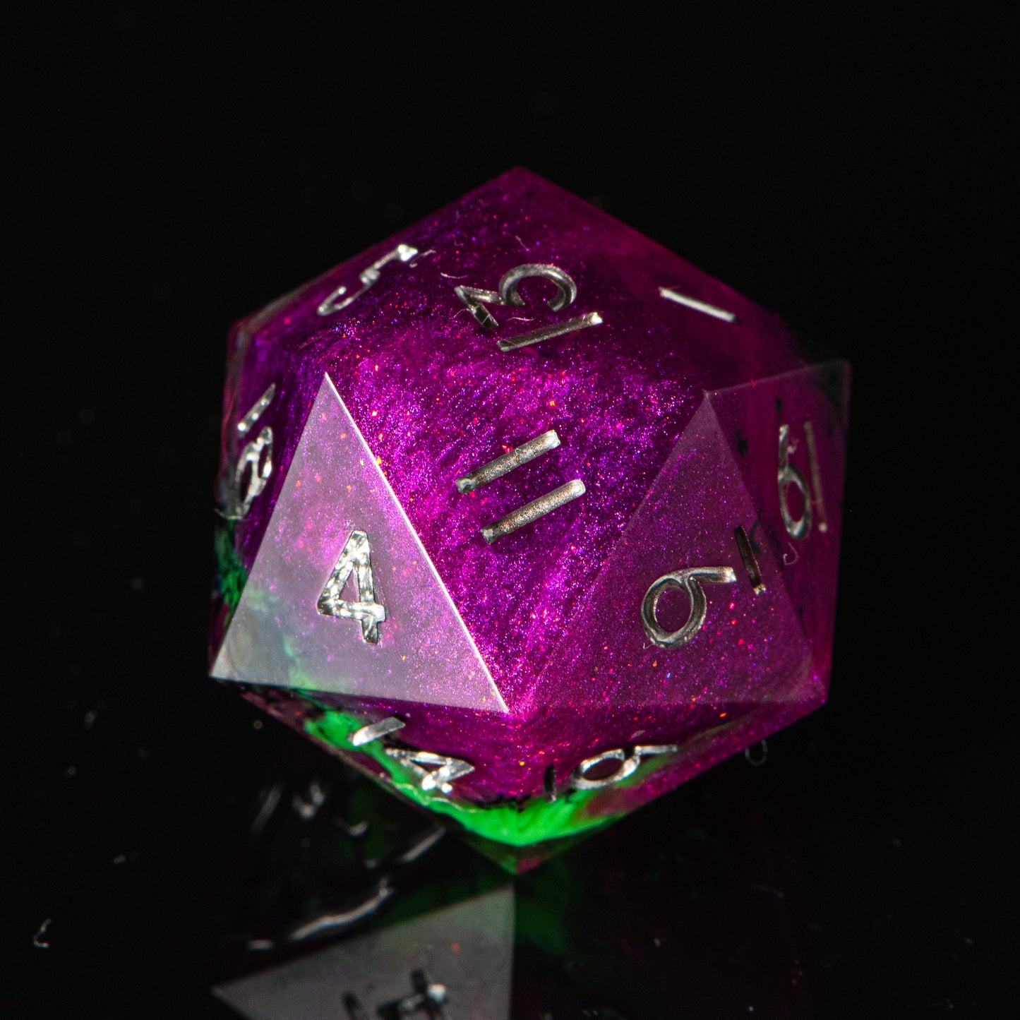 Glitch (UV reactive d20) /Signature Concept: Artistic Design Service & Handmade DnD Dice