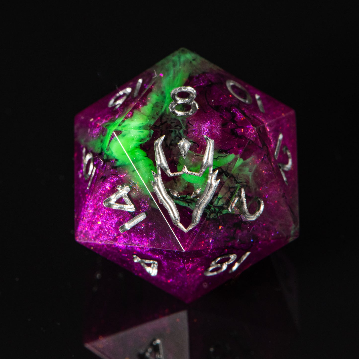 Glitch (UV reactive d20) /Signature Concept: Artistic Design Service & Handmade DnD Dice