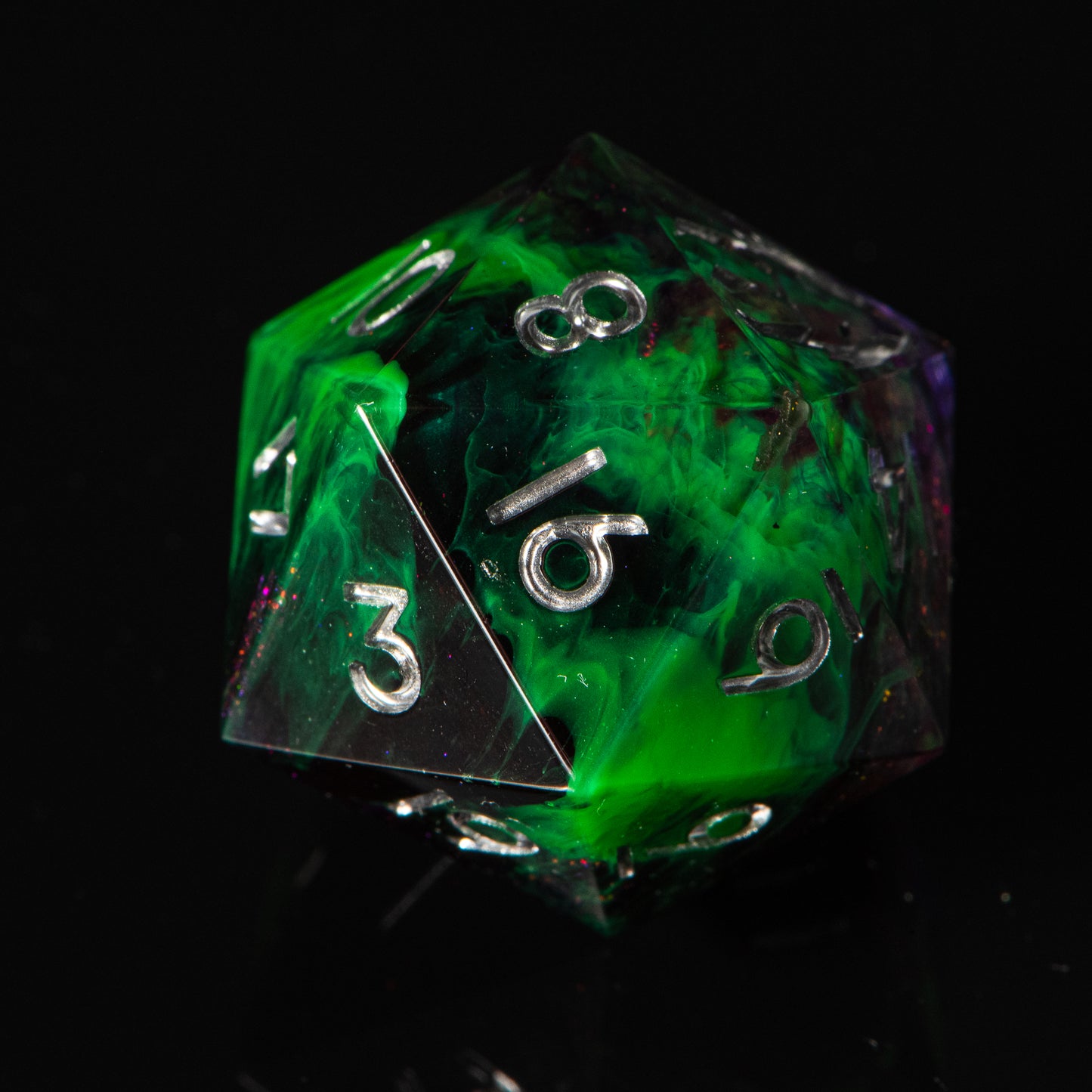 Toxic Storm (UV reactive d20) /Signature Concept: Artistic Design Service & Handmade DnD Dice