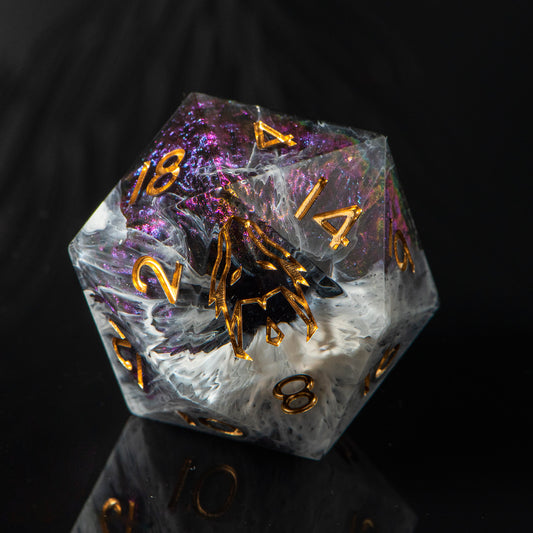 Wrapped in Veil II. (33mm chonk) /Signature Concept: Artistic Design Service & Handmade DnD Dice