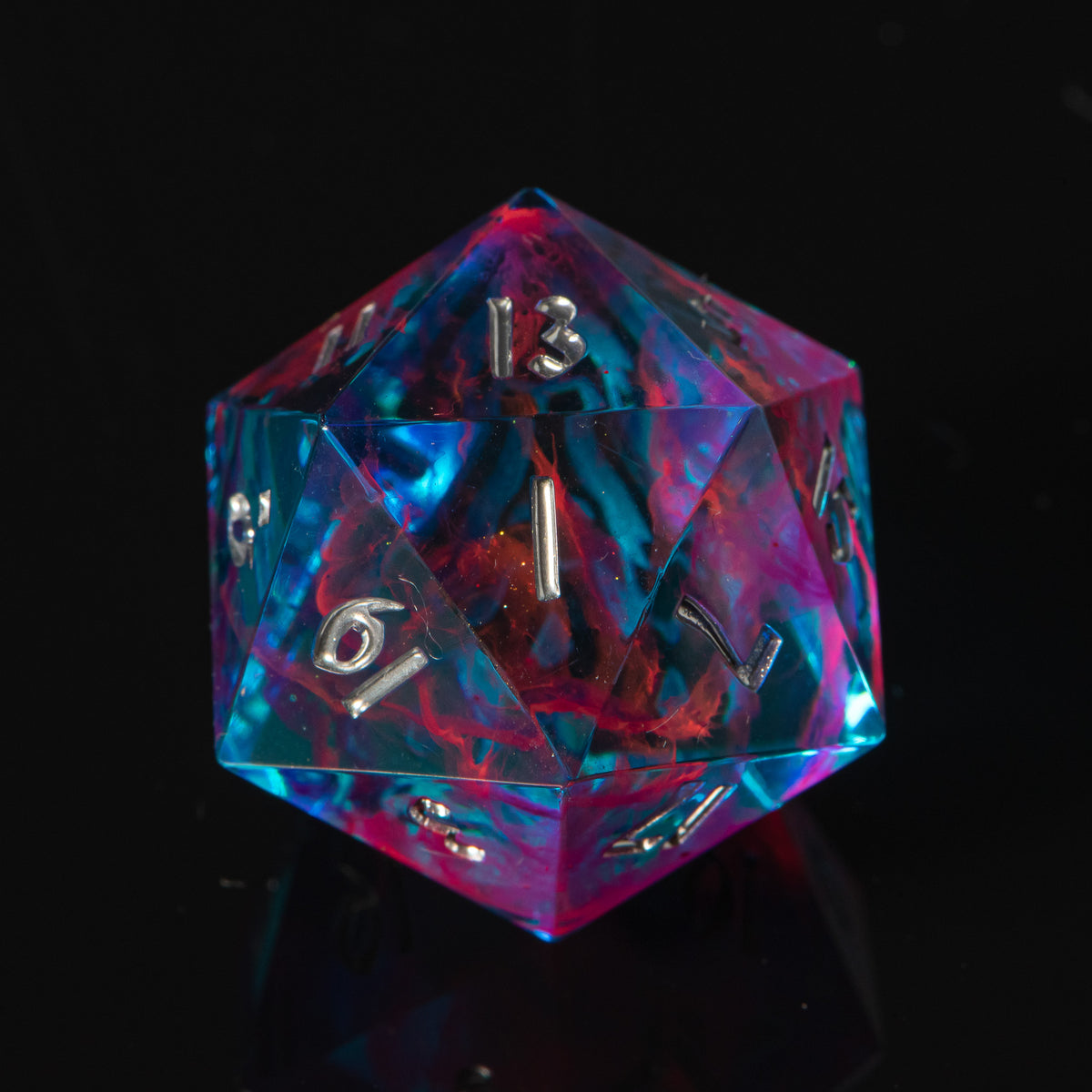 Cyberstrom (UV reactive d20) / Signature Concept: Artistic Design Service & Handmade dice (Copy)