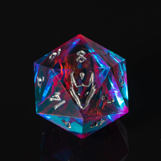 Cyberstrom (UV reactive d20) / Signature Concept: Artistic Design Service & Handmade dice (Copy)