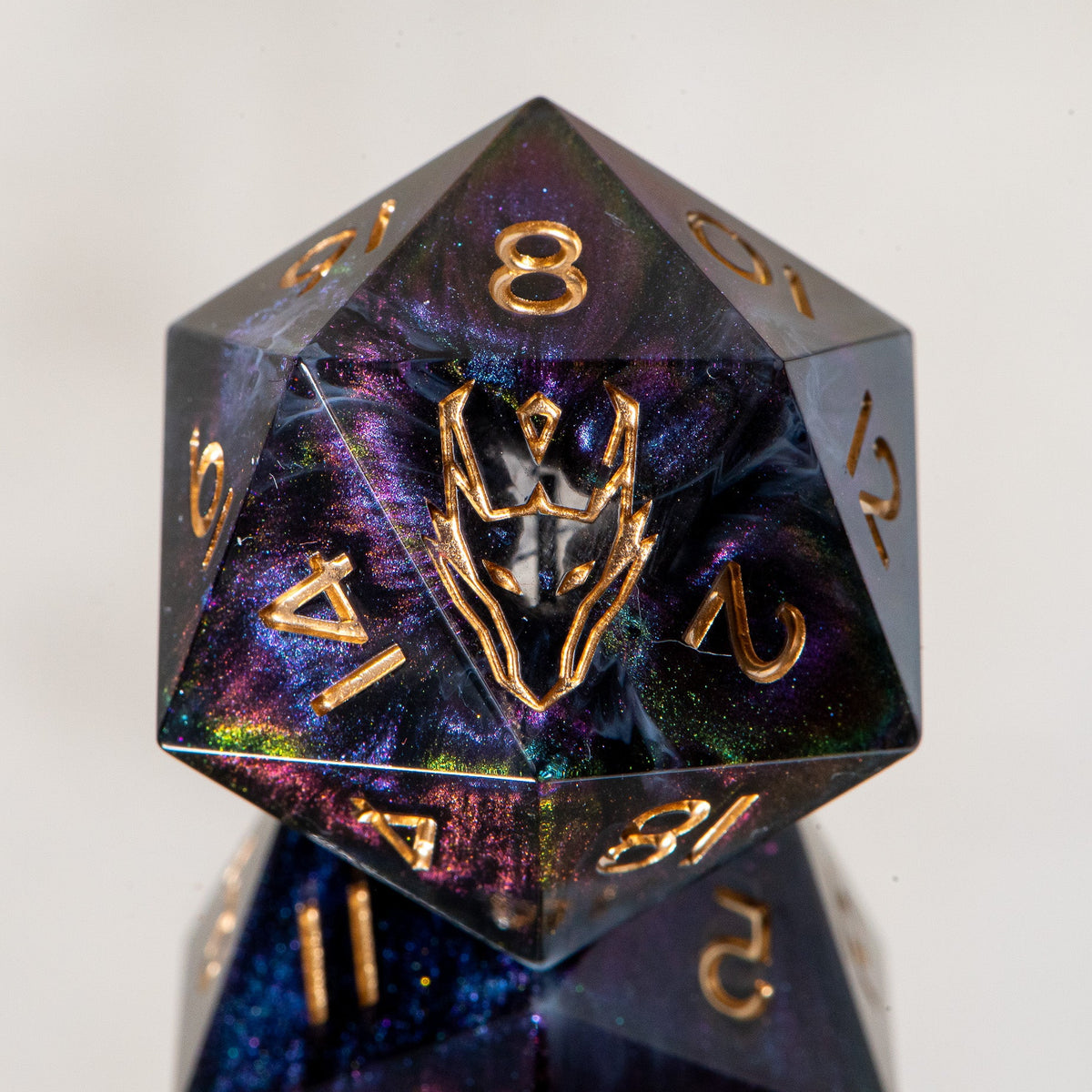 Gilded Shadowveil (33mm chonk) /Signature Concept: Artistic Design Service & Handmade DnD Dice