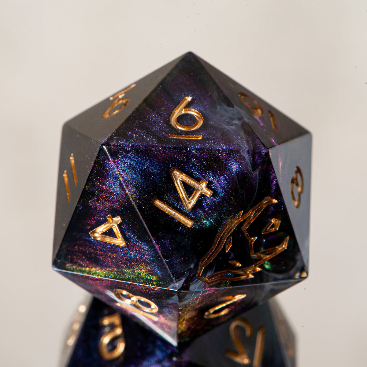 Gilded Shadowveil (33mm chonk) /Signature Concept: Artistic Design Service & Handmade DnD Dice