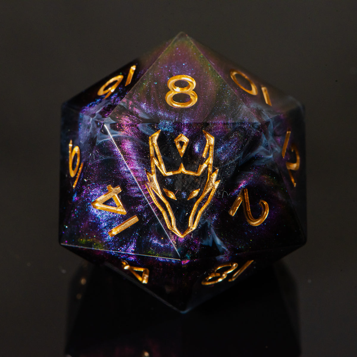 Gilded Shadowveil (33mm chonk) /Signature Concept: Artistic Design Service & Handmade DnD Dice