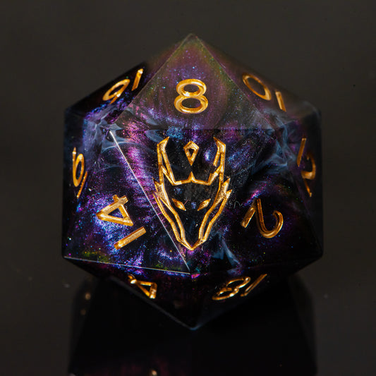 Gilded Shadowveil (33mm chonk) /Signature Concept: Artistic Design Service & Handmade DnD Dice